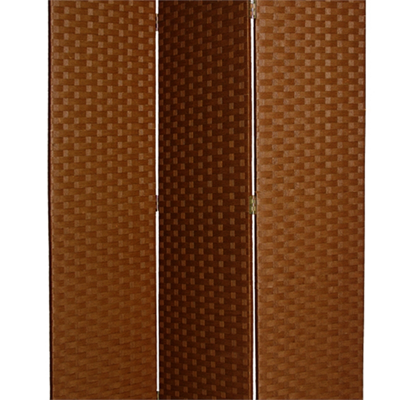 Benjara Wooden Foldable 3 Panel Room Divider with Streamline Design- Dark Brown