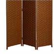 Benjara Wooden Foldable 3 Panel Room Divider with Streamline Design- Dark Brown