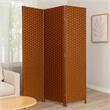 Benjara Wooden Foldable 3 Panel Room Divider with Streamline Design- Dark Brown