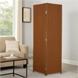Benjara Wooden Foldable 3 Panel Room Divider with Streamline Design- Dark Brown