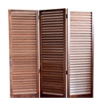 Benjara Traditional Foldable Wooden Shutter Screen with 3 Panels- Brown