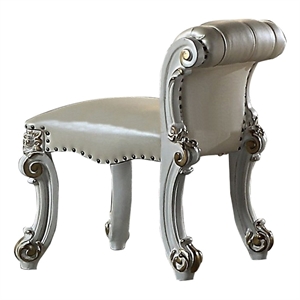 Benjara Jess 25&quot Vanity Chair- Vegan Faux Leather- Rolled Back- Queen Anne Legs