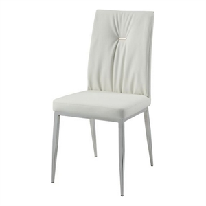 Benjara Kami 22&quot Dining Chair (Set of 2)- Tufted Backrest- Beige and Chrome