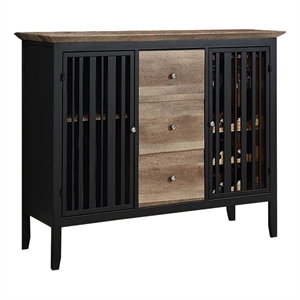 Benjara Nori 47&quot Sideboard Buffet- 3 Drawers- Antique Oak Brown and Black
