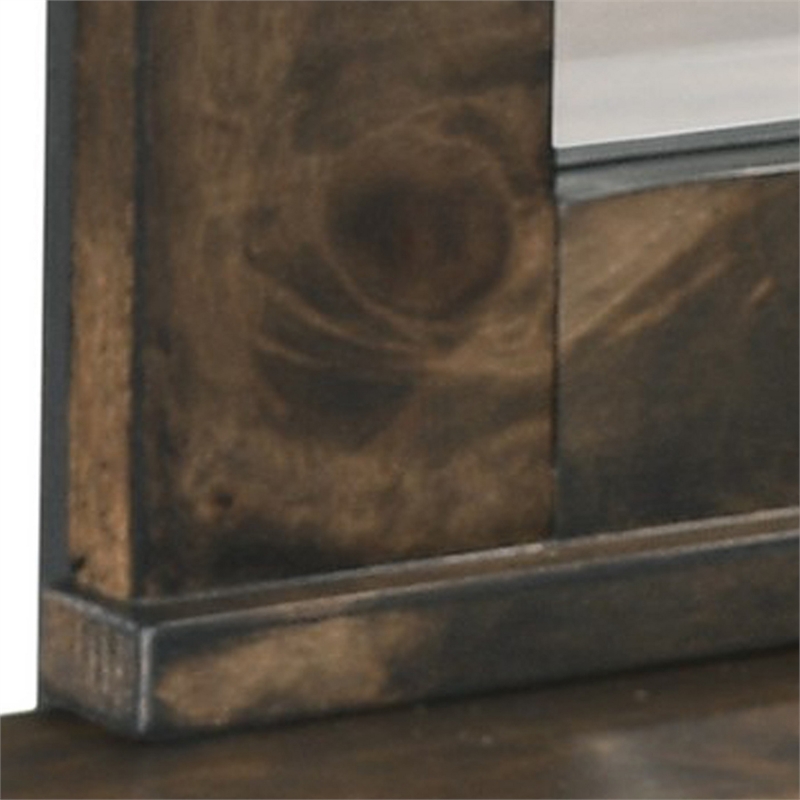 Benjara Bora 34 x 46 Dresser Mirror- Square- Solid Reclaimed Wood- Rustic Gray
