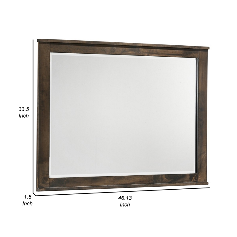 Benjara Bora 34 x 46 Dresser Mirror- Square- Solid Reclaimed Wood- Rustic Gray