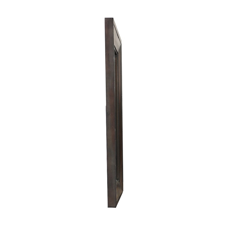 Benjara Laji 39 x 50 Dresser Mirror- Modern Style- Rich Walnut Brown Wood