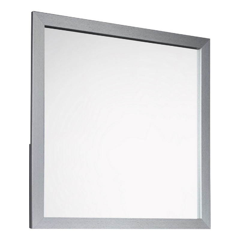 Benjara Moko 40 x 40 Dresser Mirror- Square- Modern Style- Gray Finished Frame