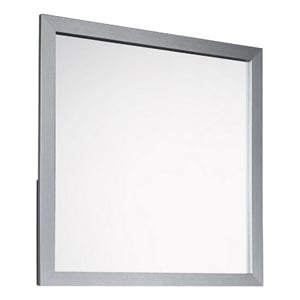 Benjara Moko 40 x 40 Dresser Mirror- Square- Modern Style- Gray Finished Frame