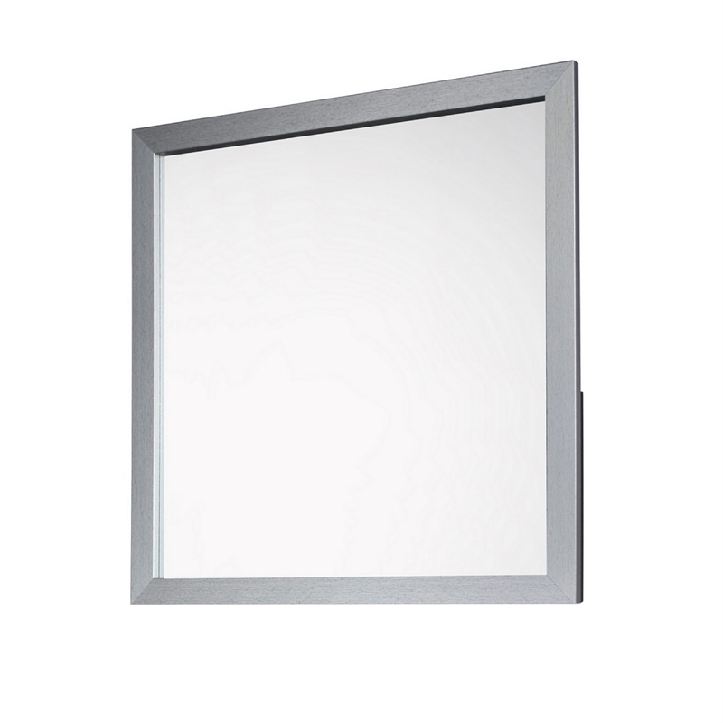 Benjara Moko 40 x 40 Dresser Mirror- Square- Modern Style- Gray Finished Frame
