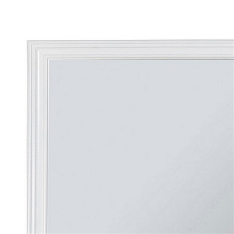 Benjara Umi 39 x 39 Dresser Mirror- Molded Design Solid Wood White Square Frame