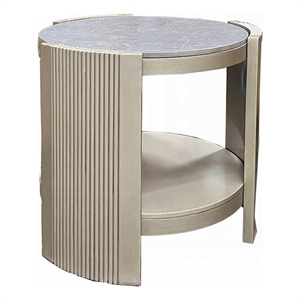 Benjara Kyna 26&quot Side End Table w/ 1 Shelf - Champagne Silver