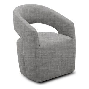 Benjara 26&quot Accent Chair- Cushioned- Curved Open Back- Gray Fabric Upholstery