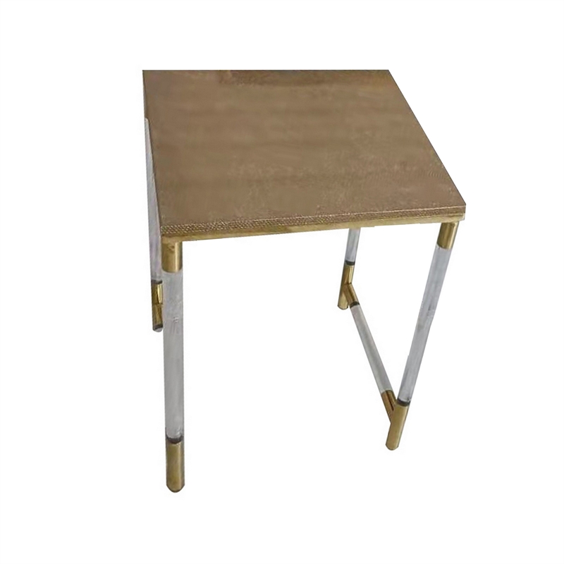 Benjara Set of 3 Nesting Side End Tables- Faux Leather Top- Clear Acrylic Legs