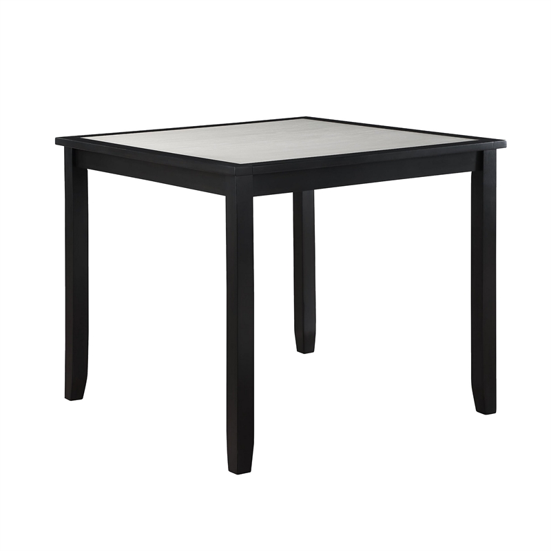 Benjara Nick 5 Piece Counter Height Dining Table and Chairs Set- Black- White