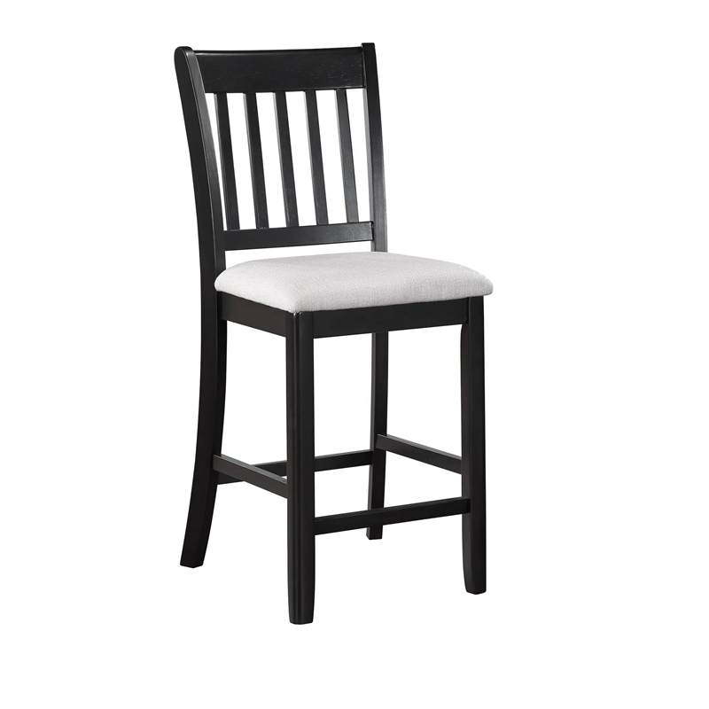 Benjara Nick 5 Piece Counter Height Dining Table and Chairs Set- Black- White