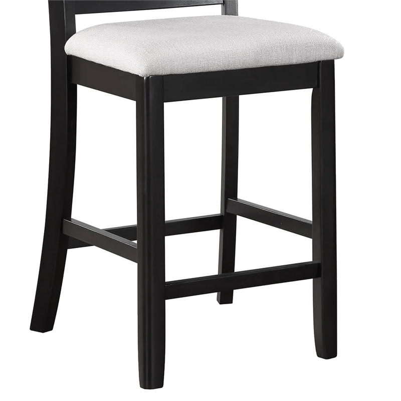 Benjara Nick 5 Piece Counter Height Dining Table and Chairs Set- Black- White
