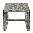 Benjara Set of 2 Nesting Side End Tables- Capiz Inlaid Design- Gray and White
