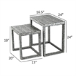 Benjara Set of 2 Nesting Side End Tables- Capiz Inlaid Design- Gray and White