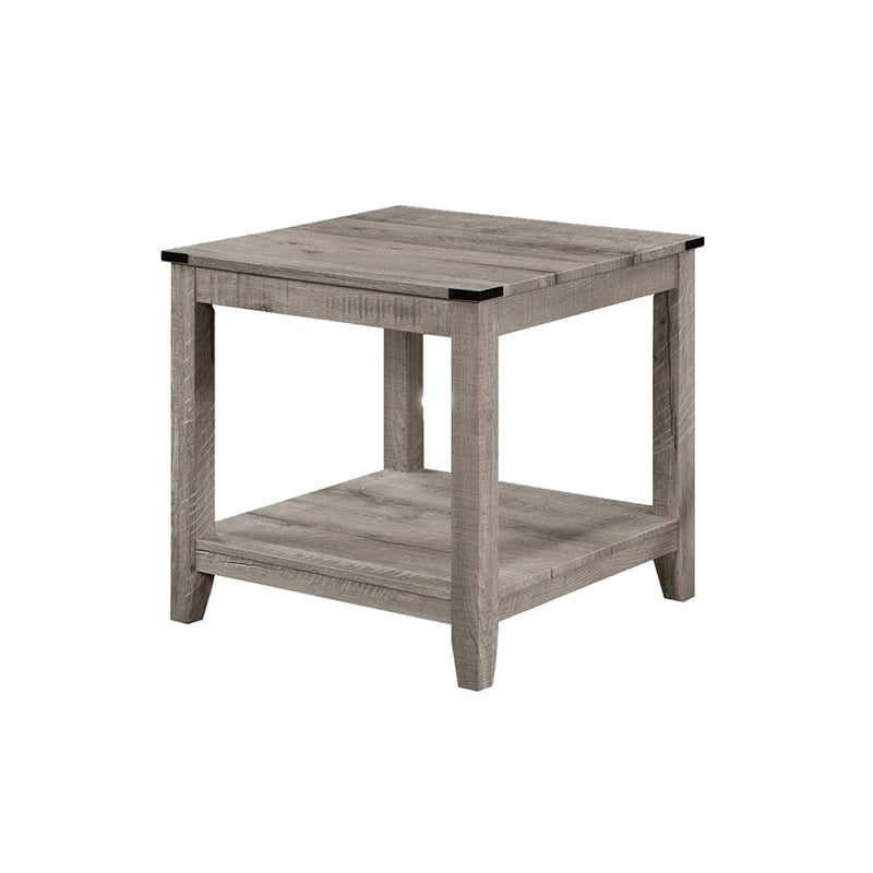 Benjara Hilton 3 Piece Coffee & End Table Set- Wood- Storage Shelf- Beige Finish