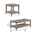 Benjara Hilton 3 Piece Coffee & End Table Set- Wood- Storage Shelf- Beige Finish