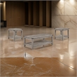 Benjara Hilton 3 Piece Coffee & End Table Set- Wood- Storage Shelf- Beige Finish