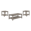 Benjara Hilton 3 Piece Coffee & End Table Set- Wood- Storage Shelf- Beige Finish