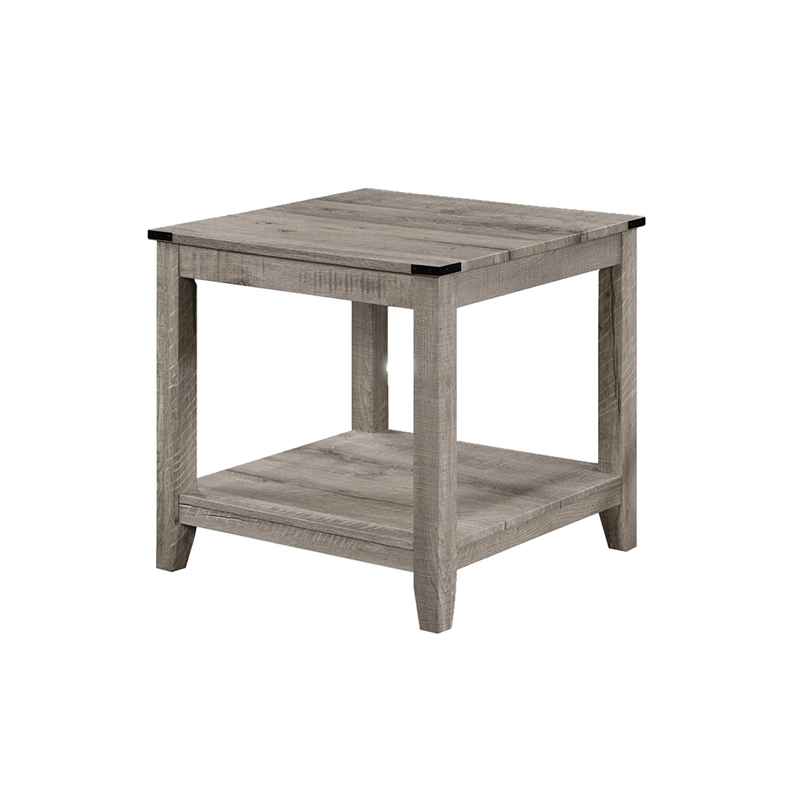 Benjara Hilton 3 Piece Coffee & End Table Set- Wood- Storage Shelf- Beige Finish