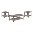 Benjara Hilton 3 Piece Coffee & End Table Set- Wood- Storage Shelf- Beige Finish