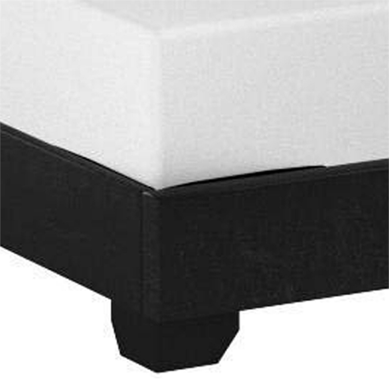 Benjara Shirin Full Size Bed- Wood- Nailhead Trim- Upholstered Headboard- Black