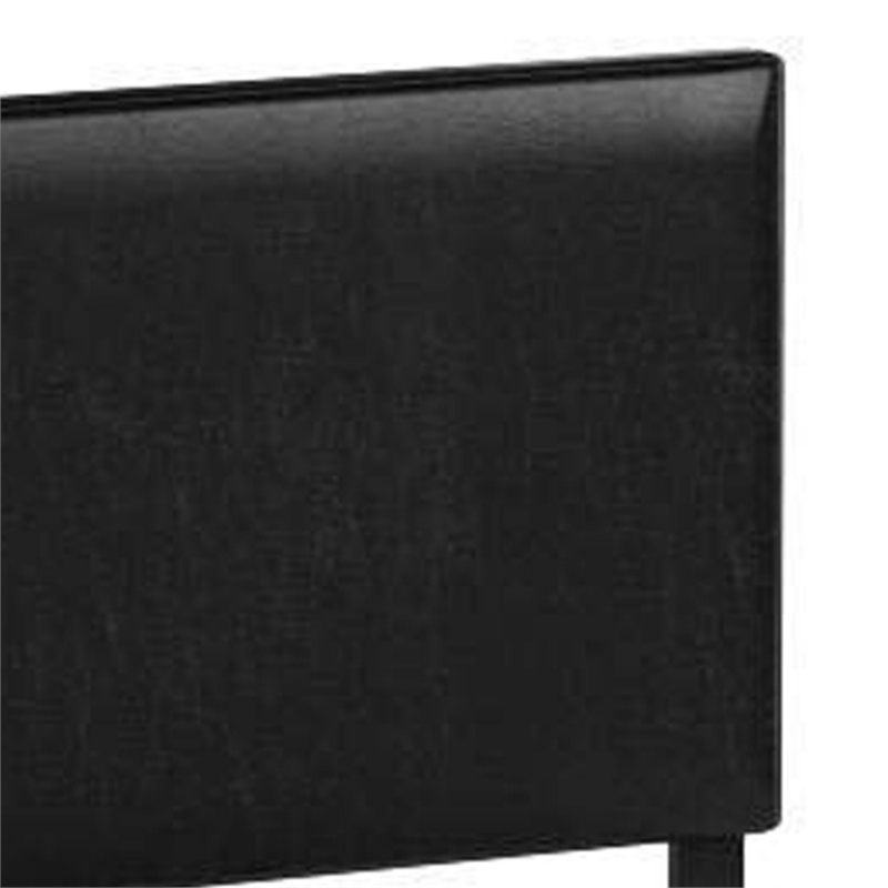 Benjara Shirin King Size Bed- Wood- Nailhead Trim- Upholstered Headboard- Black