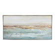 Benjara 30 x 59 Framed Wall Art- Abstract Ocean Oil Painting- Modern White Blue
