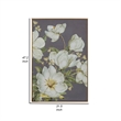 Benjara Nia 32 x 47 Flower Wall Art Decor- Microfiber- Pine Wood- White- Green
