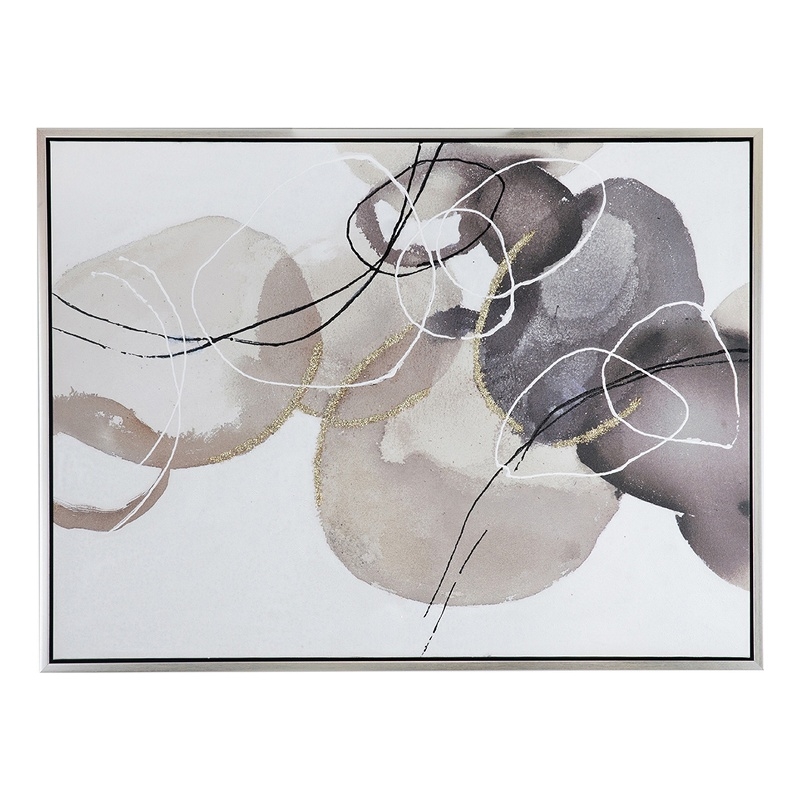 Benjara 35 x 47 L&scape Abstract Art Watercolor Oil Painting- Mixed Gray- Brown