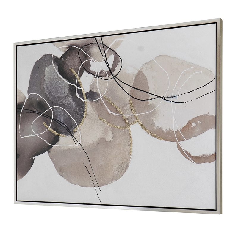 Benjara 35 x 47 L&scape Abstract Art Watercolor Oil Painting- Mixed Gray- Brown