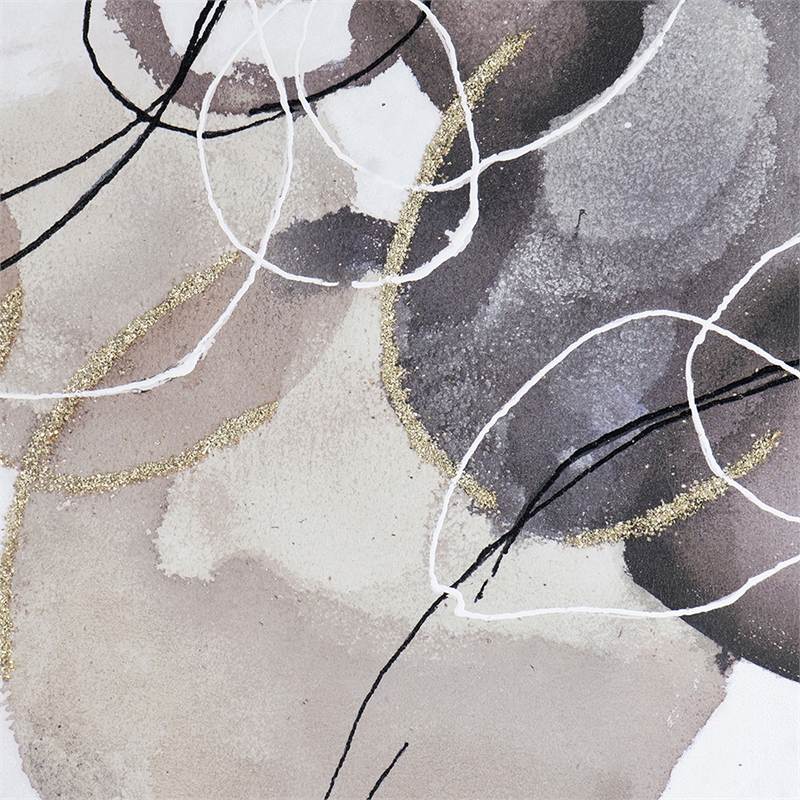 Benjara 35 x 47 L&scape Abstract Art Watercolor Oil Painting- Mixed Gray- Brown