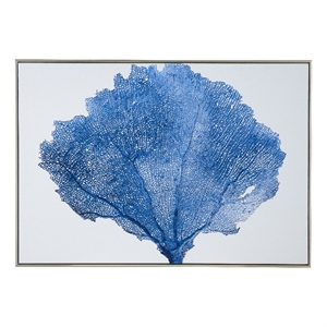 Benjara 28 x 39 Framed Wall Art Decor- Abstract Tree Design- Blue & White Canvas