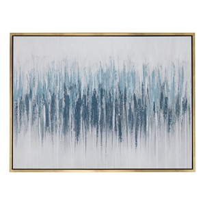 Benjara Dimy 35 x 47 Wall Art-Abstract Oil Painting-L&scape Fissure-White Blue