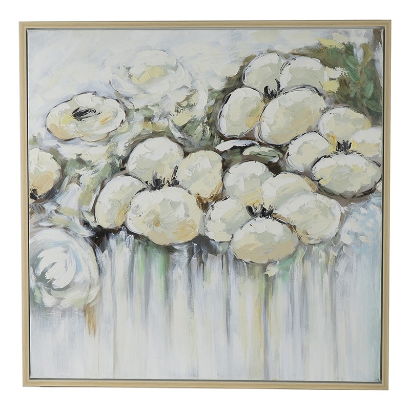 Benjara Rioni 39 x 39 Floral Wall Art Print- Handpainted Abstract Oil Painting