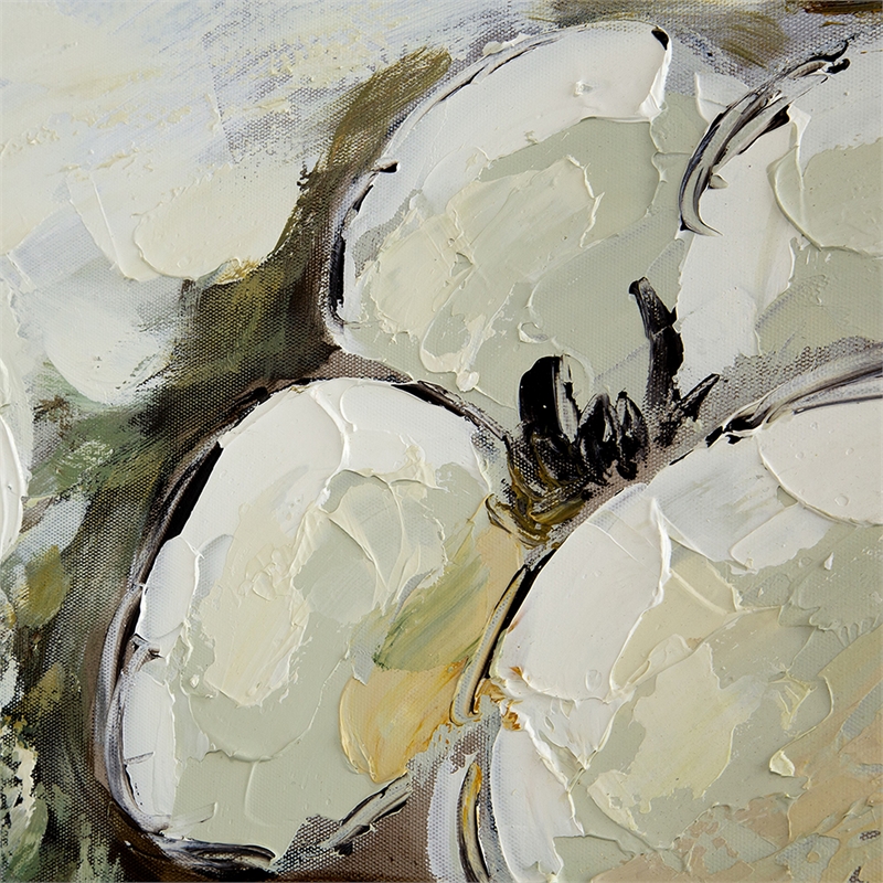 Benjara Rioni 39 x 39 Floral Wall Art Print- Handpainted Abstract Oil Painting
