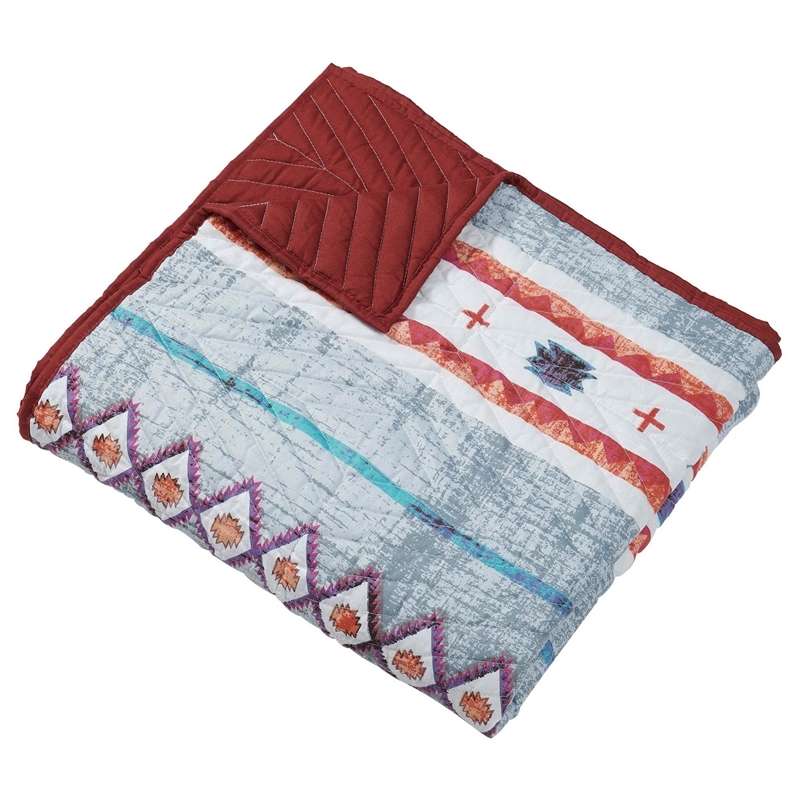 Benjara Pimi 50 x 60 Quilted Throw Blanket- Polyester Fill- Southwest Boho Style