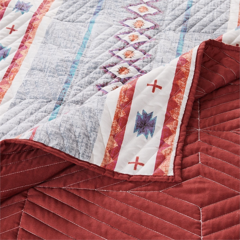 Benjara Pimi 50 x 60 Quilted Throw Blanket- Polyester Fill- Southwest Boho Style