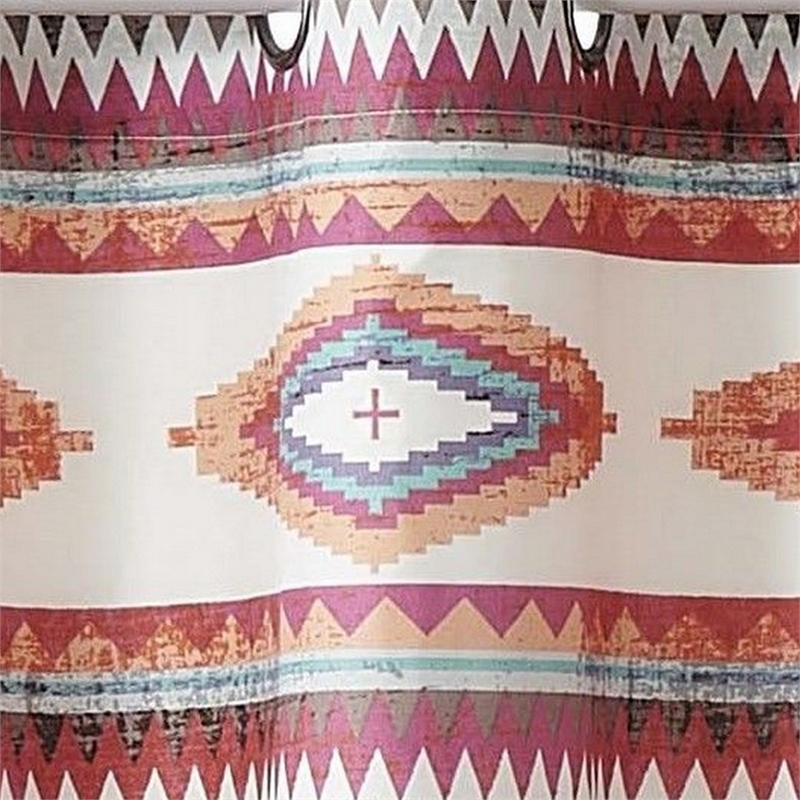 Benjara Pimi 16 x 84 Window Valance- Metallic Grommet- Southwest Print- Bronze