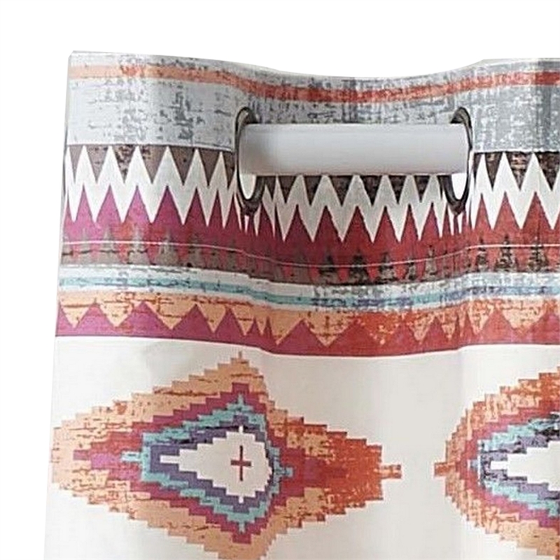 Benjara Pimi 16 x 84 Window Valance- Metallic Grommet- Southwest Print- Bronze