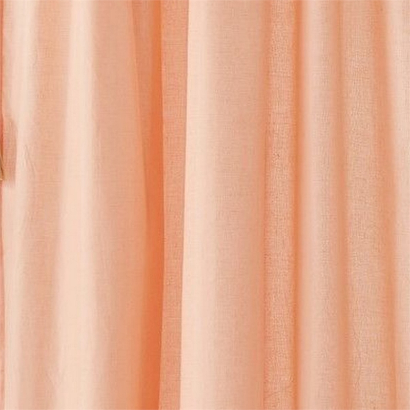 Benjara Xumi 4 Piece Window Curtain- 2 Panels with Tie Backs- Coral Pink Finish