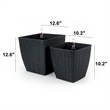 Benjara Aly Self Watering Planter Set of 2- Hand Woven Rattan- Espresso Brown