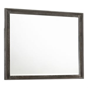 Benjara Zavi 32 x 40 Dresser Mirror- Rectangular- Glass- Nutmeg Brown Finish