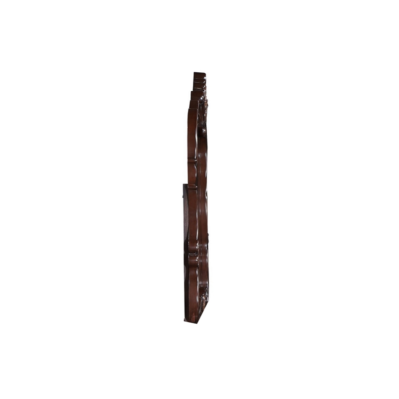 Benjara Leon 46 x 47 Dresser Mirror- Beveled- Carved Details- Dark Walnut Finish