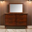 Benjara Lan 40 x 47 Dresser Mirror- Rectangular Tempered Glass- Classic Brown