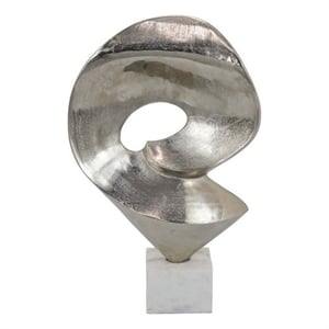 Benjara 24&quot Tabletop Home Decor Piece- Modern Art Sculpture- Chrome Metal